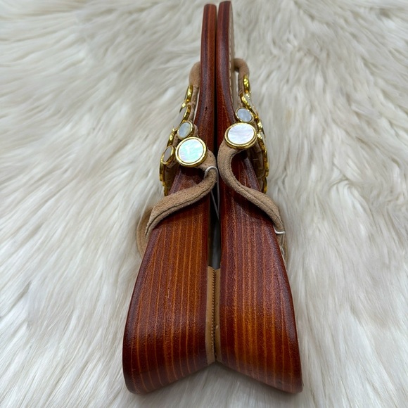 JOHNNY WAS Mother Of Pearls Wedge Sandals - Picture 5 of 12